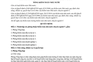 Quyết định 218/QĐ-KTNN 2015 phòng thuộc Kiểm toán Nhà nước chuyên ngành V