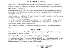Quyết định 12/2015/QĐ-UBND rà soát hệ thống hóa văn bản quy phạm pháp luật Tây Ninh
