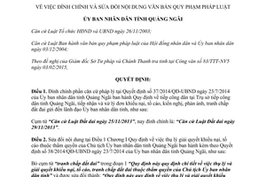 Quyết định 07/2015/QĐ-UBND đính chính căn cứ pháp lý tại Quyết định 37/2014/QĐ-UBND Quảng Ngãi