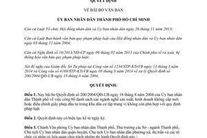 Quyết định 609/QĐ-UBND 2015 bãi bỏ 200/2004/QĐ-UB Hồ Chí Minh