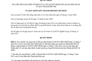 Quyết định 10/2015/QĐ-UBND sửa đổi Quyết định quy hoạch đô thị Hồ Chí Minh