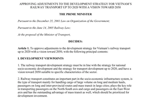 Decision No. 214/QD-TTg 2015 development strategy for Vietnam’s railway transport up to 2020 2050
