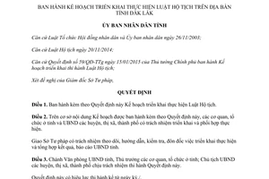 Quyết định 382/QĐ-UBND Kế hoạch triển khai thực hiện Luật Hộ tịch Đắk Lắk 2015