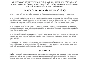 Quyết định 713/QĐ-UBND 2015 công bố thủ tục hành chính Hà Nội