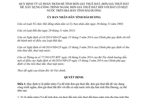 Quyết định 02/2015/QĐ-UBND tỷ lệ phần trăm đơn giá thuê đất Hải Dương