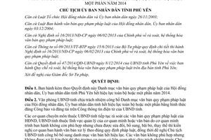 Quyết định 298/QĐ-UBND 2015 danh mục văn bản quy phạm pháp luật hết hiệu lực 2014 Phú Yên