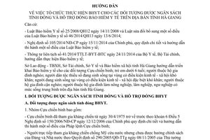 Hướng dẫn 05/HDLN-LĐTBXH-TC-YT-BHXH 2015 bảo hiểm y tế đối tượng ngân sách Hà Giang