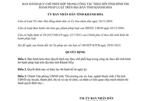 Quyết định 396/QĐ-UBND 2015 Quy chế phối hợp theo dõi tình hình thi hành pháp luật Khánh Hòa