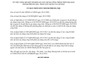 Quyết định 798/QĐ-UBND 2015 đơn giá xây dựng công trình Hà Nội