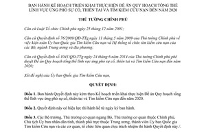 Quyết định 224/QĐ-TTg 2015 quy hoạch lĩnh vực ứng phó sự cố thiên tai tìm kiếm cứu nạn 2020