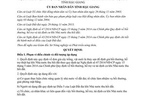 Quyết định 07/2015/QĐ-UBND đơn giá cây trồng vật nuôi bồi thường hỗ trợ khi thu hồi đất Hậu Giang