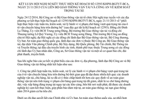 Thông báo 04/TB-BCA-V11 2015 Hội nghị sơ kết thực hiện 12593/KHPH-BGTVT-BCA kiểm soát trọng tải xe