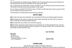 Quyết định 130/QĐ-CHHVN 2015 Chế độ báo cáo thống kê ngành hàng hải