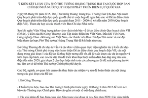 Thông báo 49/TB-VPCP 2015 quy hoạch phát triển điện lực quốc gia