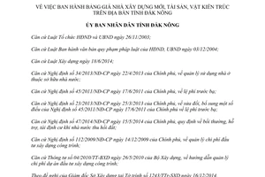 Quyết định 09/2015/QĐ-UBND bảng giá nhà xây mới tài sản vật kiến trúc Đắk Nông