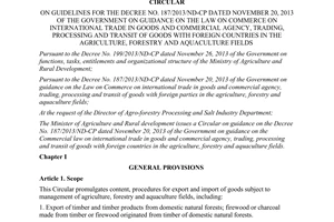 Circular No. 04/2015/TT-BNNPTNT guidelines for No. 187/2013/ND-CP guidance on the Law on commerce
