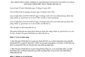 Quyết định 06/2015/QĐ-TTg chức năng nhiệm vụ quyền hạn cơ cấu Ban Tôn giáo trực thuộc Bộ Nội vụ