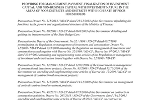 Circular No. 22/2015/TT-BTC managing of investment and non business capital to poor districts