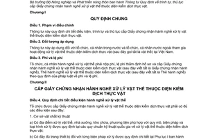 Thông tư 05/2015/TT-BNNPTNT cấp Giấy chứng nhận hành nghề xử lý vật thể kiểm dịch thực vật