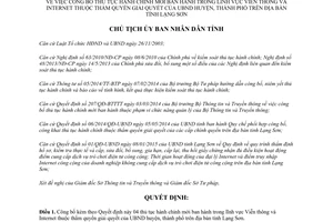 Quyết định 254/QĐ-UBND 2015 công bố thủ tục hành chính lĩnh vực viễn thông internet Lạng Sơn