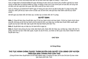 Quyết định 551/QĐ-UBND 2015 công bố thủ tục hành chính mới của Ủy ban nhân dân cấp huyện Cần Thơ