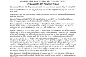 Quyết định 15/2015/QĐ-UBND miễn giảm học phí hỗ trợ chi phí học tập Ninh Thuận