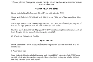 Quyết định 102/QĐ-UBND 2015 Kế hoạch rà soát chuẩn hóa công khai thủ tục hành chính Gia Lai