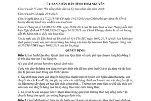 Quyết định 04/2015/QĐ-UBND cước phí vận chuyển hàng hóa bằng ô tô Thái Nguyên