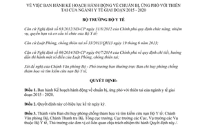 Quyết định 646/QĐ-BYT 2015 ứng phó với thiên tai của ngành y tế 2015 2020