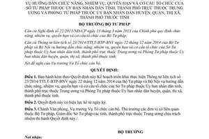 Quyết định 285/QĐ-BTP 2015 thực hiện Thông tư liên tịch 23/2014/TTLT-BTP-BNV