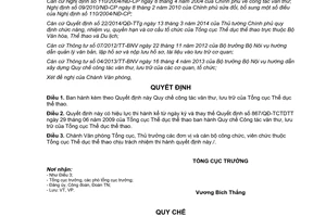 Quyết định 128/QĐ-TCTDTT 2015 Quy chế công tác văn thư lưu trữ của Tổng cục Thể dục thể thao