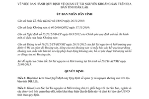 Quyết định 10/2015/QĐ-UBND quản lý tài nguyên khoáng sản Đắk Lắk