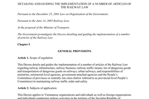Decree No. 14/2015/ND-CP detailing and guiding The Railway Law