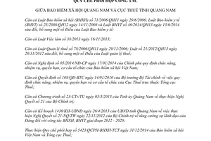 Quy chế 01/QCPH-BHXH-CT phối hợp công tác giữa Bảo hiểm xã hội Cục Thuế Quảng Nam 2015