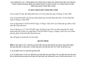 Quyết định 03/2015/QĐ-UBND đơn giá thuê đất đơn giá thuê đất để xây dựng công trình Trà Vinh