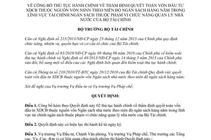 Quyết định 315/QĐ-BTC 2015 thủ tục hành chính về thẩm định quyết toán vốn đầu tư xây dựng cơ bản