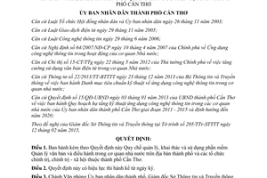 Quyết định 608/QĐ-UBND 2015 sử dụng phần mềm Quản lý văn bản trong cơ quan nhà nước Cần Thơ