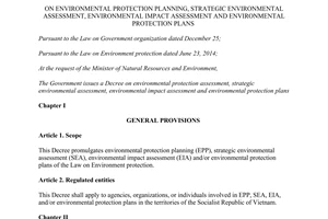 Decree No. 18/2015/ND-CP environmental protection planning strategic environmental assessment