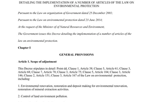Decree No. 19/2015/ND-CP detailing the Law on Environmental Protection