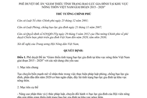 Quyết định 235/QĐ-TTg 2015 Giảm thiểu bạo lực gia đình ở nông thôn Việt Nam 2015 2020