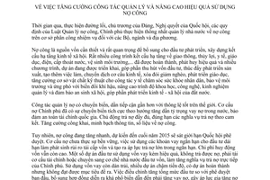Chỉ thị 02/CT-TTg 2015 về tăng cường công tác quản lý và nâng cao hiệu quả sử dụng nợ công