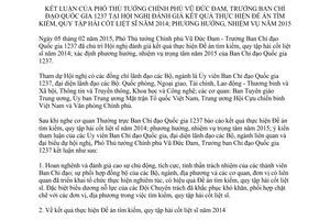 Thông báo 58/TB-VPCP kết quả thực hiện Đề án tìm kiếm quy tập hài cốt liệt sĩ 2014 phương hướng 2015