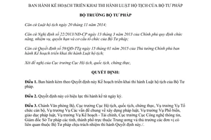 Quyết định 333/QĐ-BTP 2015 ban hành Kế hoạch triển khai thi hành Luật Hộ tịch của Bộ Tư pháp