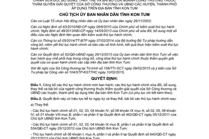 Quyết định 95/QĐ-UBND 2015 công bố thủ tục hành chính của Sở Công thương Kon Tum