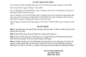 Quyết định 13/2015/QĐ-UBND quy trình bán nhà ở cũ thuộc sở hữu nhà nước Tây Ninh