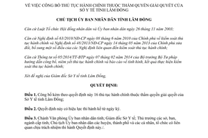 Quyết định 494/QĐ-UBND 2015 thủ tục hành chính thuộc thẩm quyền giải quyết của Sở Y tế Lâm Đồng