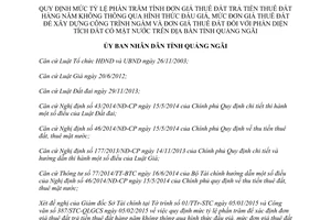 Quyết định 11/2015/QĐ-UBND đơn giá thuê đất trả tiền thuê đất hàng năm Quảng Ngãi