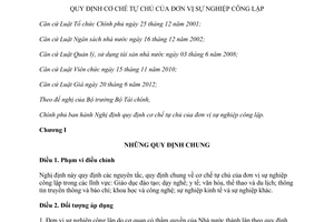 Nghị định 16/2015/NĐ-CP cơ chế tự chủ của đơn vị nghiệp công lập