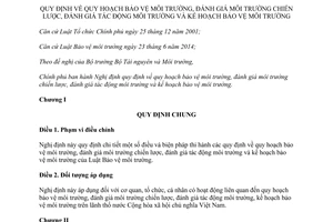 Nghị định 18/2015/NĐ-CP bảo vệ đánh giá môi trường chiến lược đánh giá tác động môi trường