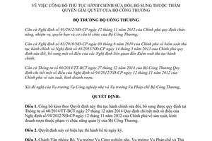 Quyết định 1653/QĐ-BCT 2015 công bố thủ tục hành chính sửa đổi bổ sung